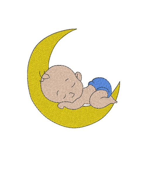 Motif de broderie Bébé qui dort sur la lune