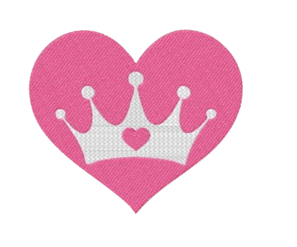 Motif de broderie Coeur et couronne de princesse